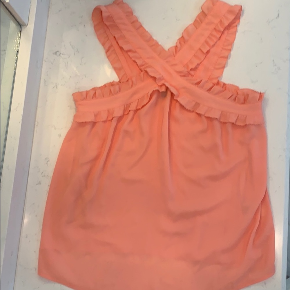 Cross cross strap coral silk tank